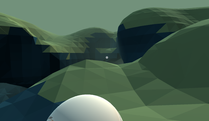 A rolling ball in a procedurally generated landscape.