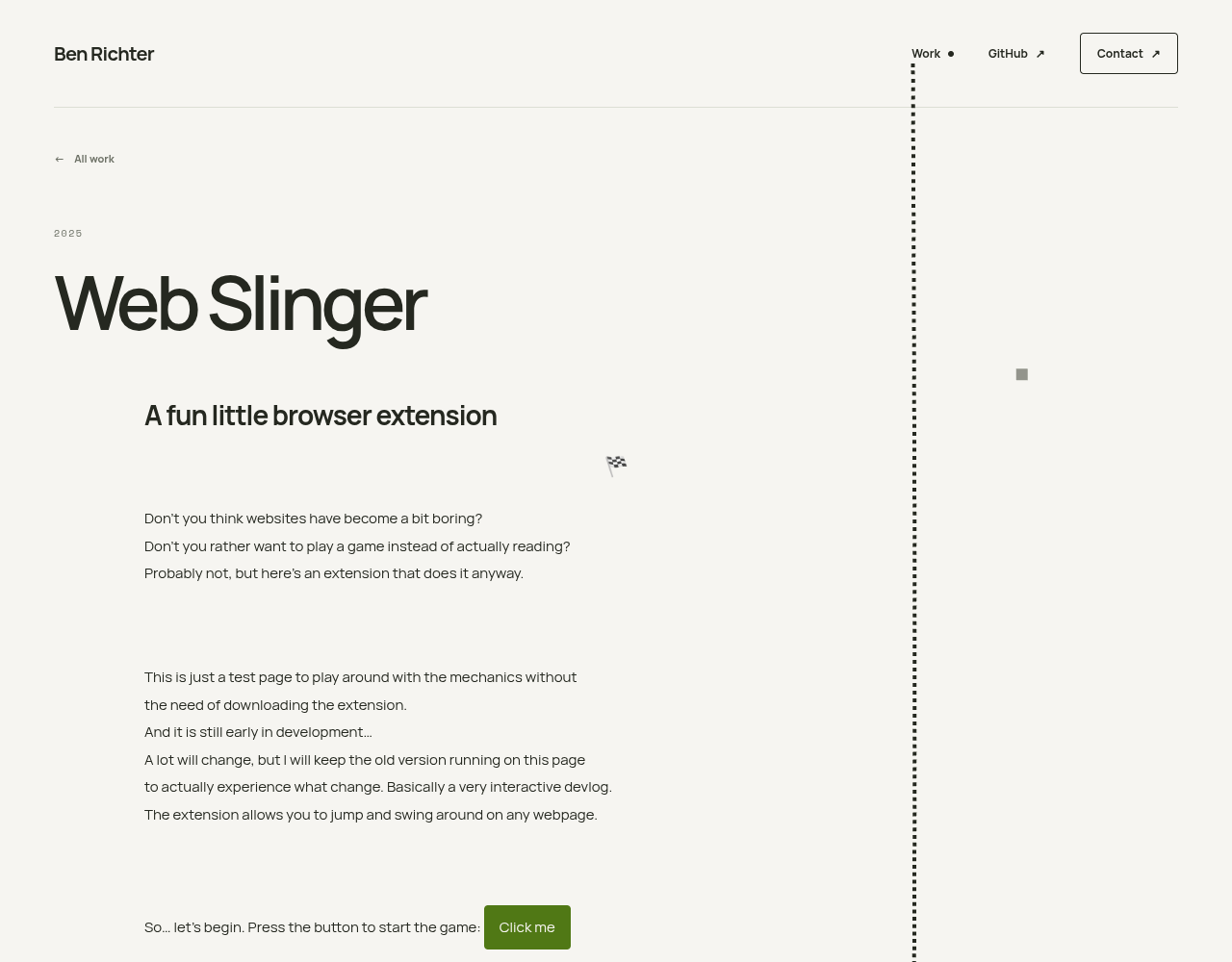 Web Slinger running on its demo page.